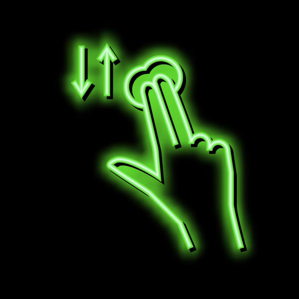 two fingers swiping on smartphone screen neon glow icon illustration vector