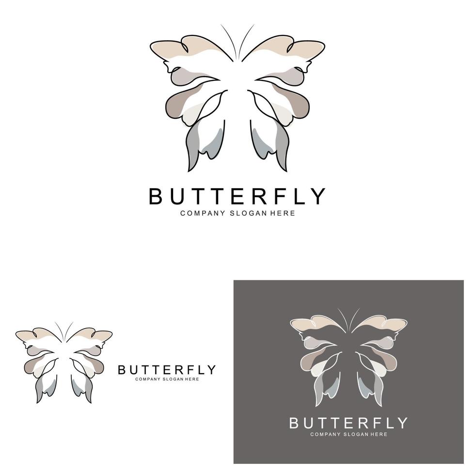 Butterfly Logo Design, Beautiful Flying Animal, Company Brand Icon Illustration, Screen Printing, Salon vector