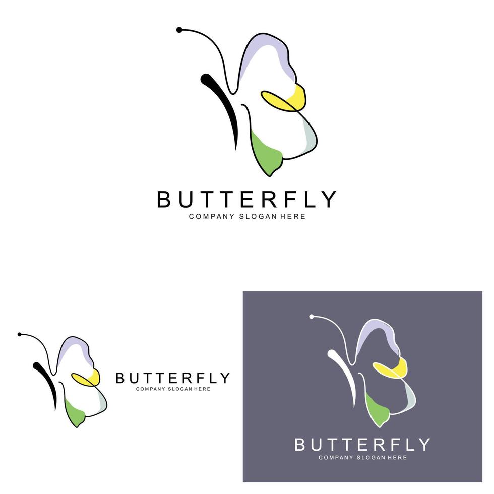Butterfly Logo Design, Beautiful Flying Animal, Company Brand Icon Illustration, Screen Printing, Salon vector