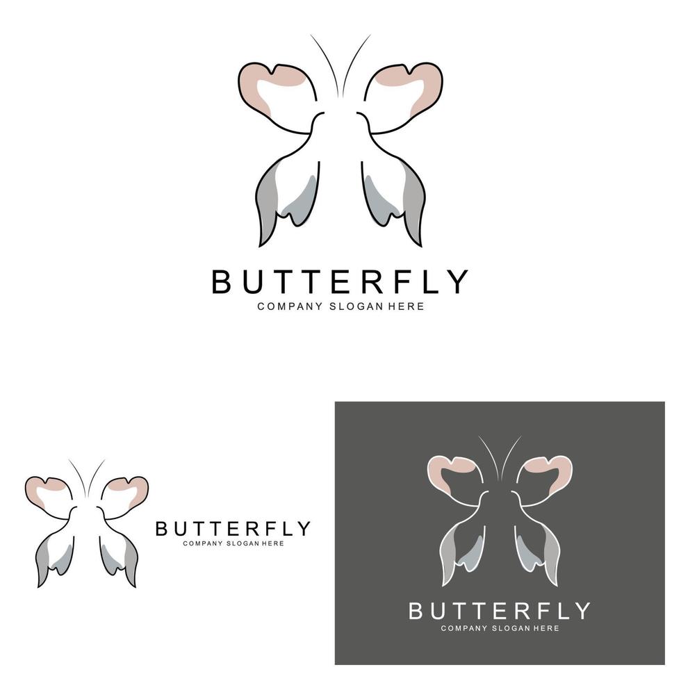 Butterfly Logo Design, Beautiful Flying Animal, Company Brand Icon Illustration, Screen Printing, Salon vector