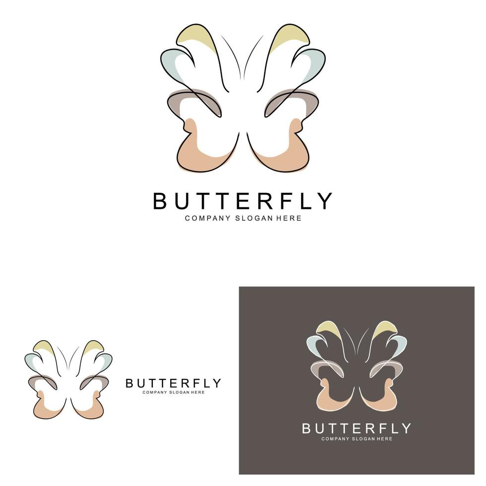 Butterfly Logo Design, Beautiful Flying Animal, Company Brand Icon Illustration, Screen Printing, Salon vector