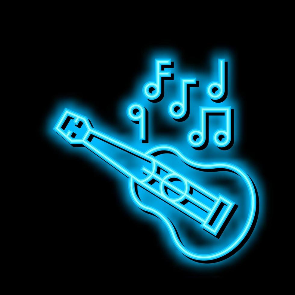 ukulele hawaii musician instrument neon glow icon illustration vector