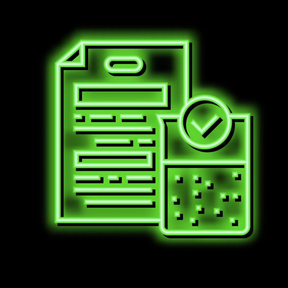 fecund soil certification neon glow icon illustration vector