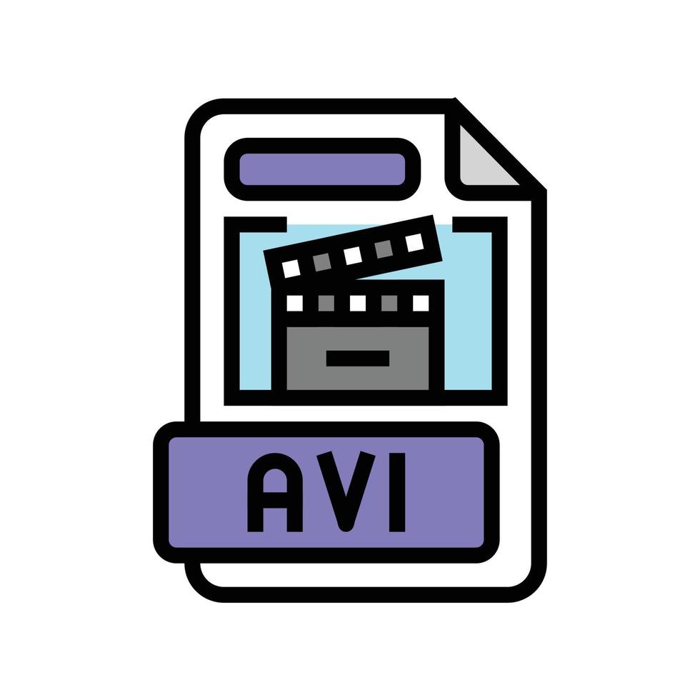 avi file format document color icon vector illustration