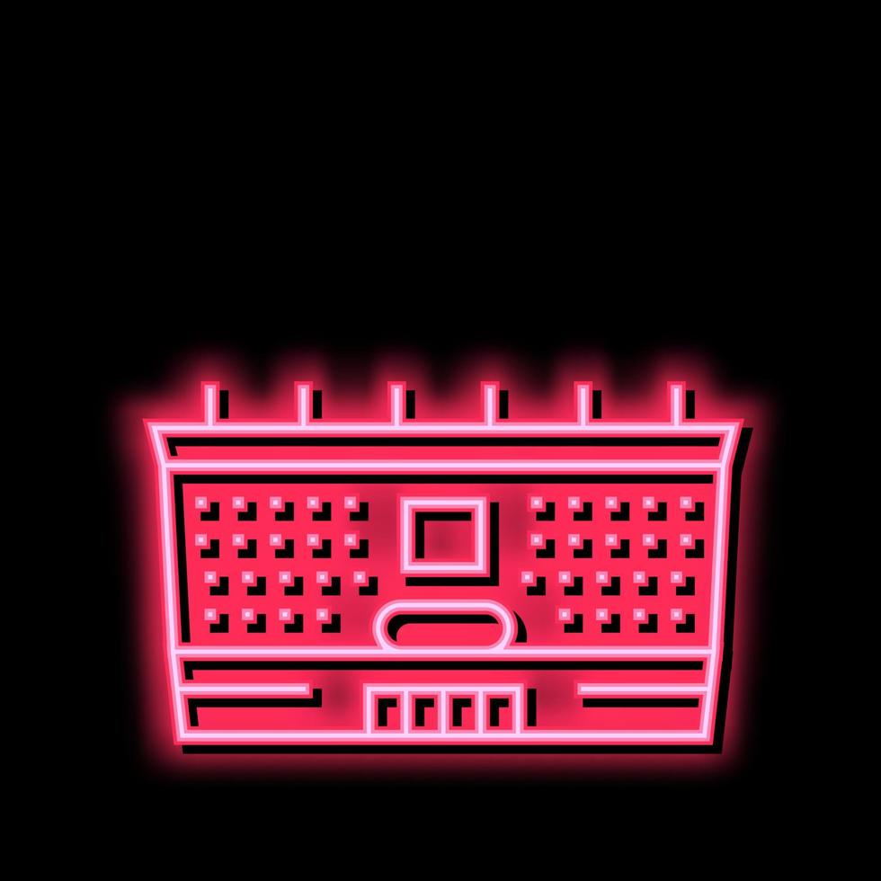 school building neon glow icon illustration vector