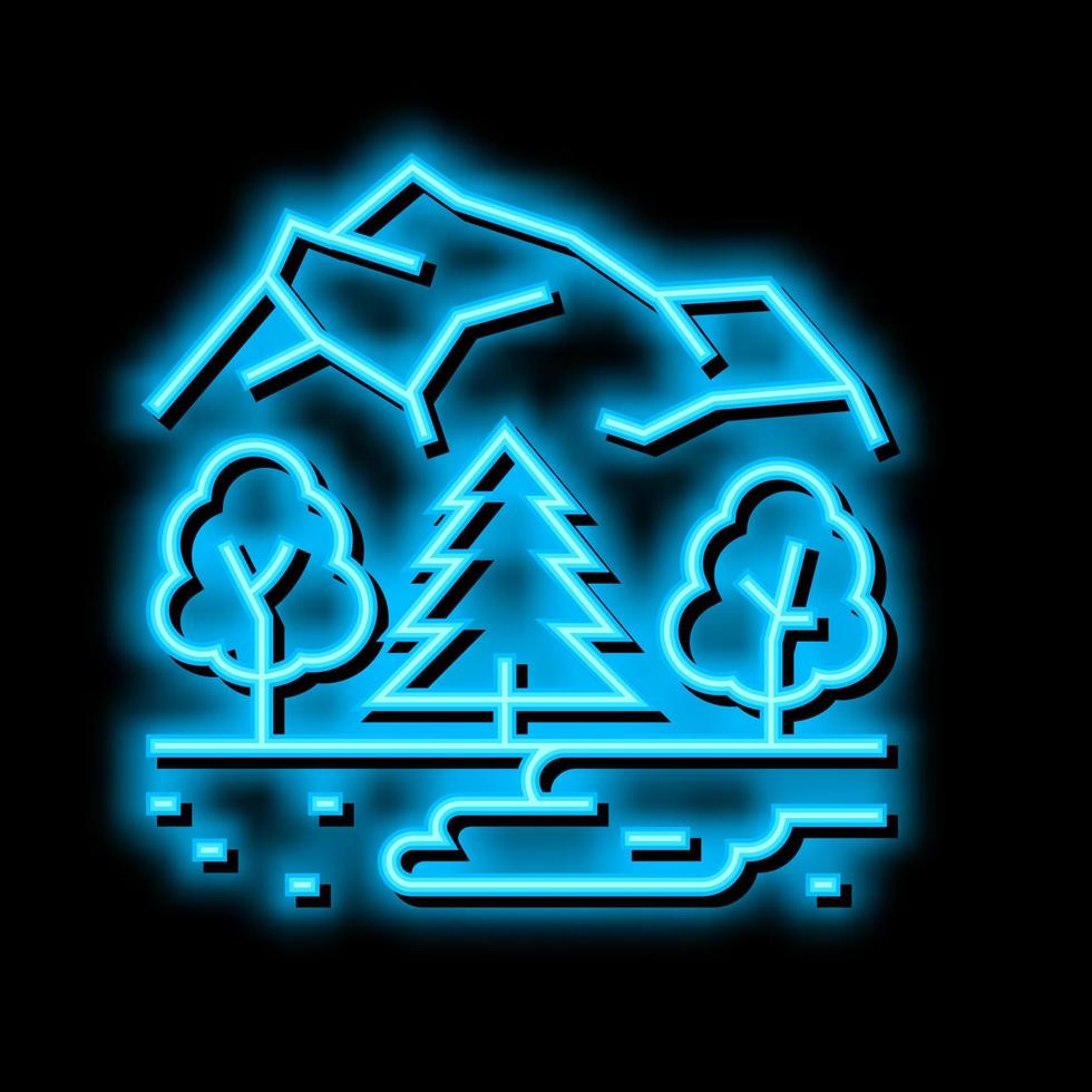 taiga paisaje neón resplandor icono ilustración vector