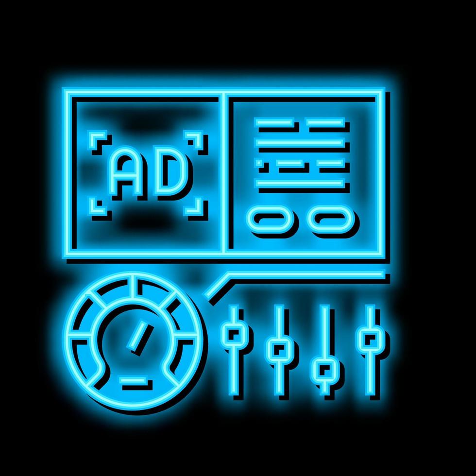 optimization of advertising neon glow icon illustration vector