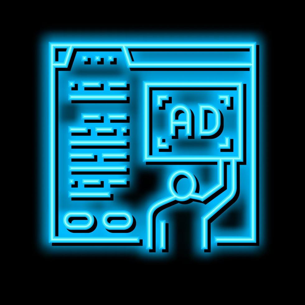 algorithmic ad placement publisher neon glow icon illustration vector