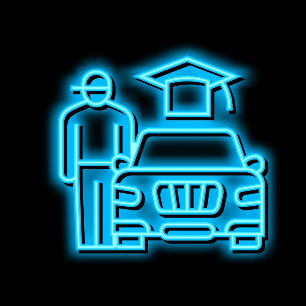 driving Lessons for teens neon glow icon illustration vector