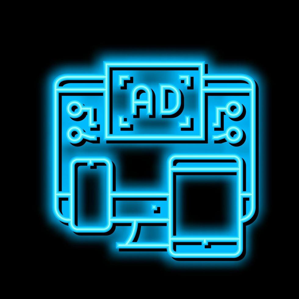 cross channel retargeting neon glow icon illustration vector