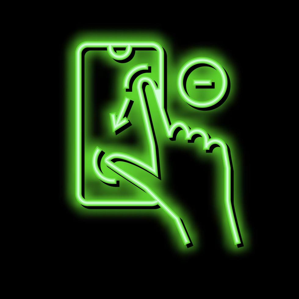 zoom in gesture phone screen neon glow icon illustration vector