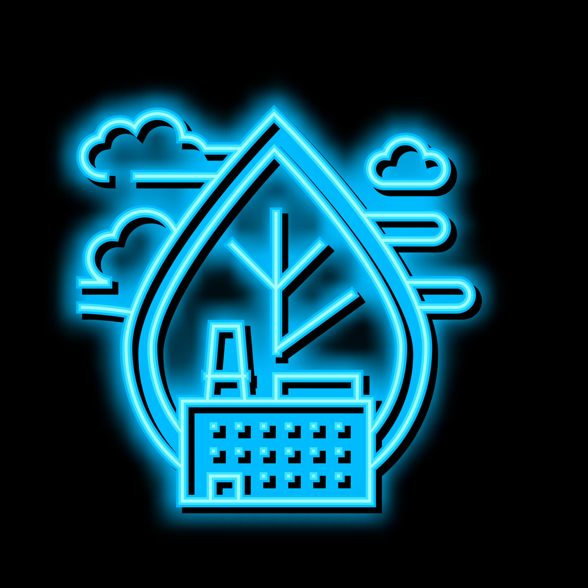 air emissions and ambient air quality neon glow icon illustration