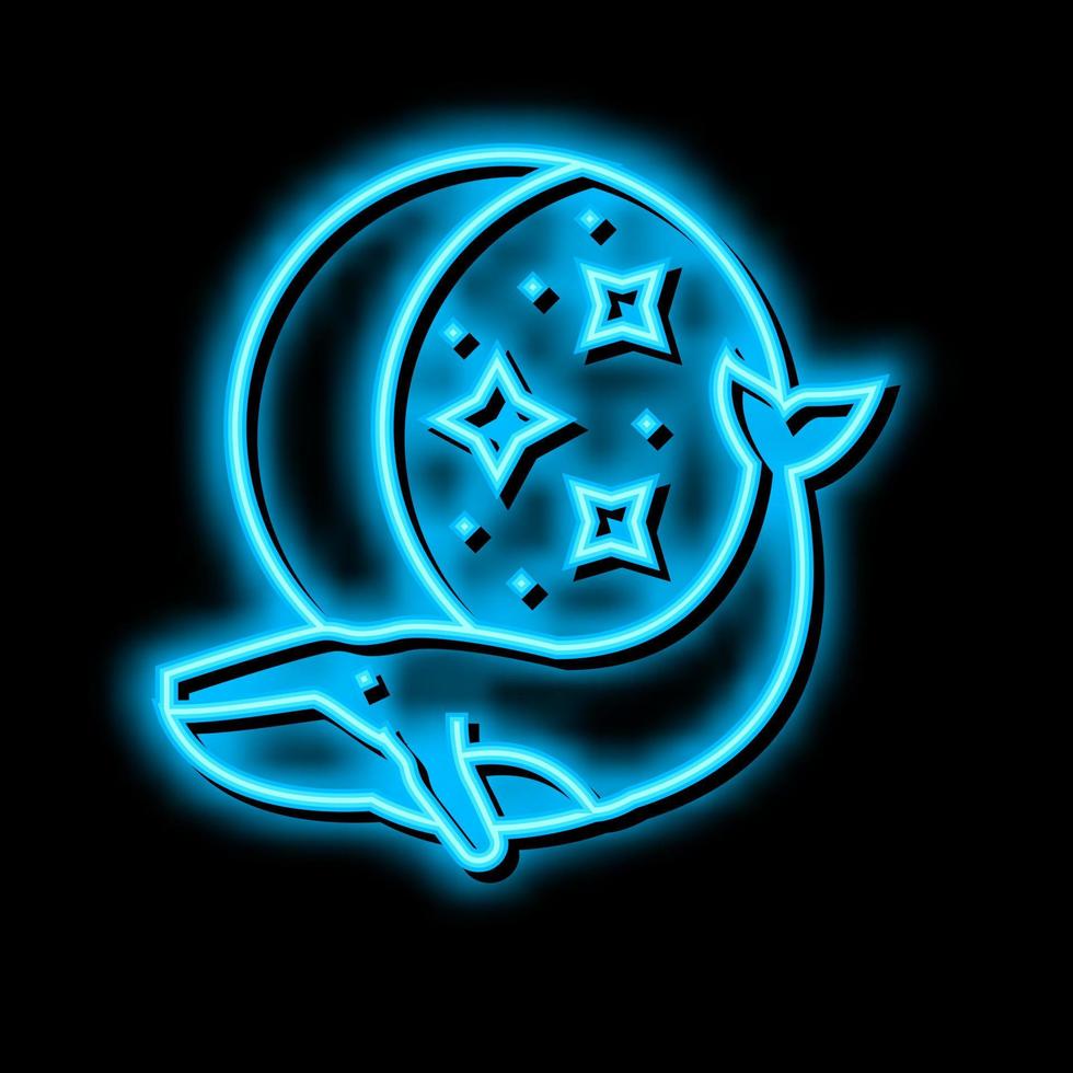 whale boho neon glow icon illustration vector