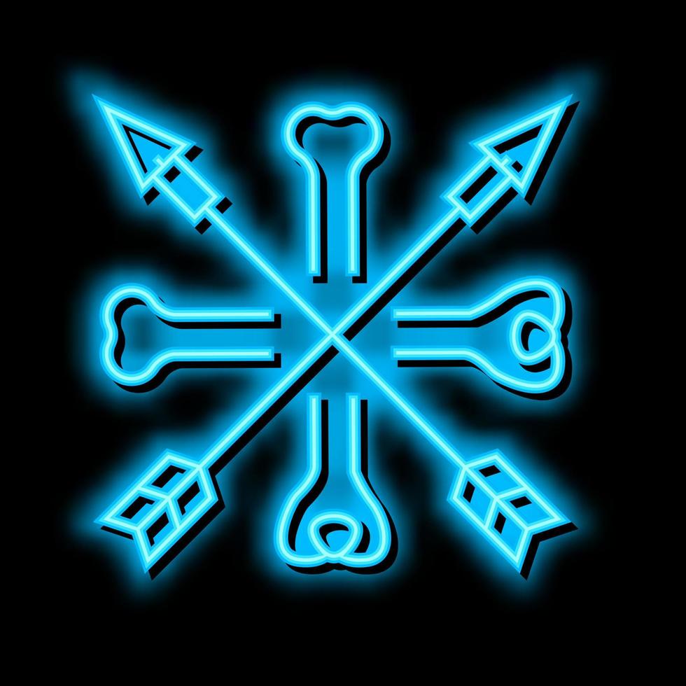 bones and arrows boho neon glow icon illustration vector