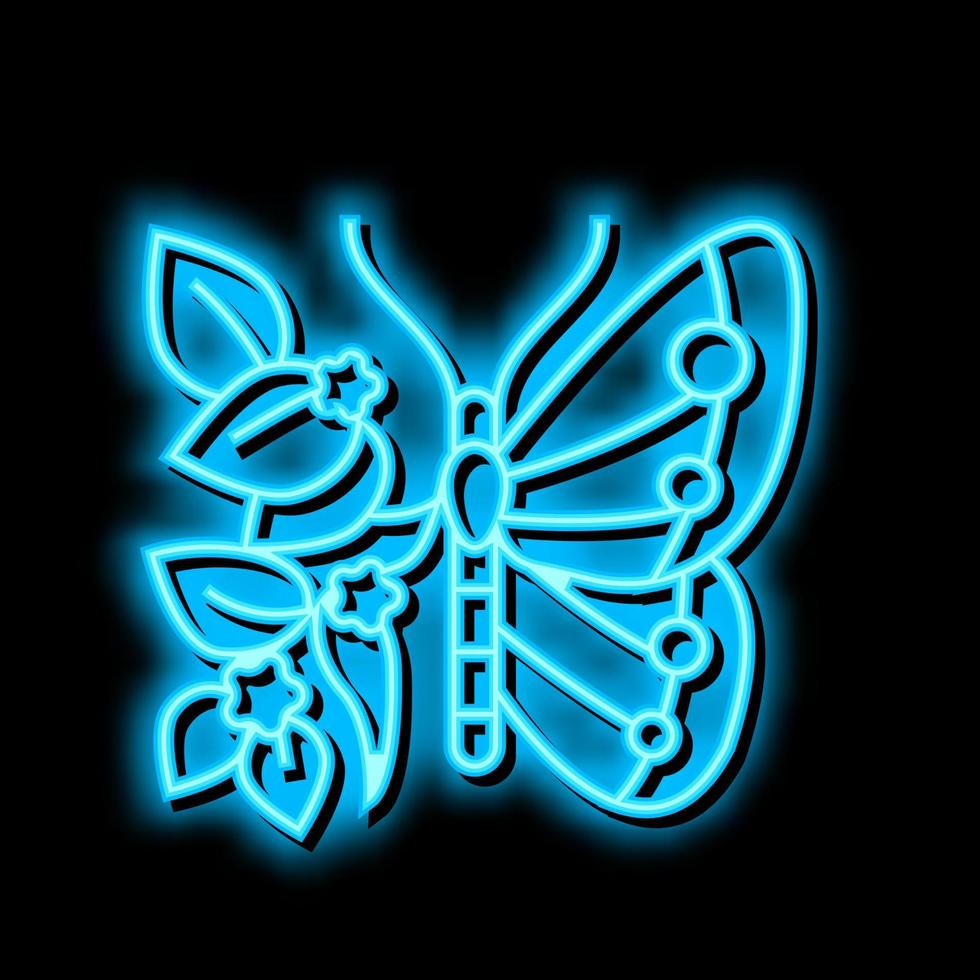 mariposa boho neón resplandor icono ilustración vector