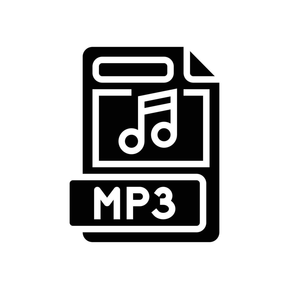 mp3 archivo formato documento glifo icono vector ilustración