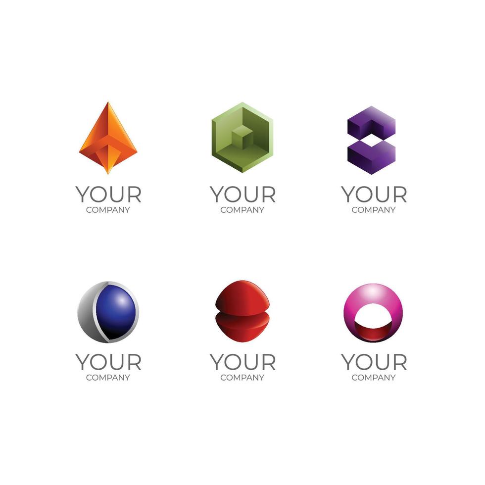 3d Geometric Logo Set vector