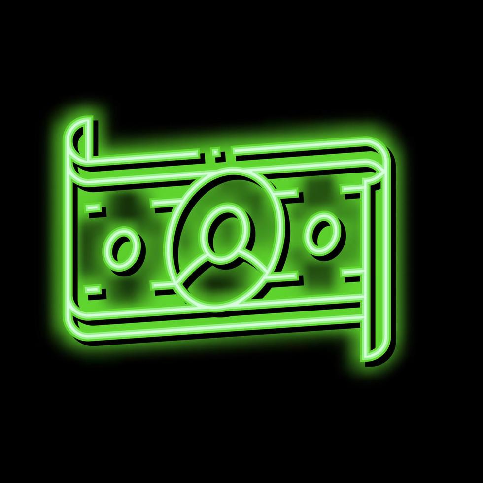 dollar banknote of business simulator application neon glow icon illustration vector