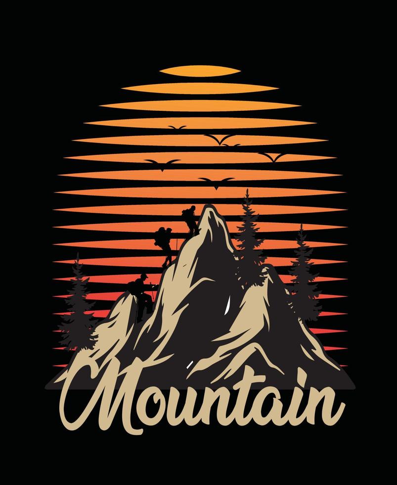 montaña t camisa modelo diseño. vector