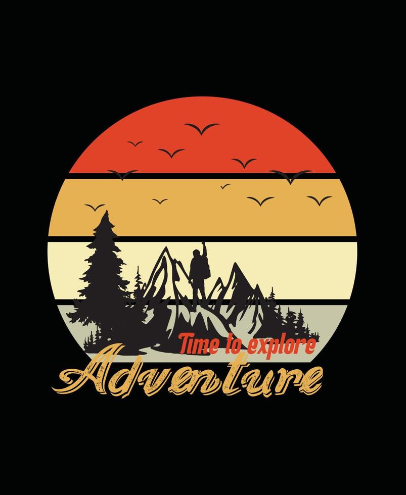 diseño de plantilla de camiseta de aventura. vector