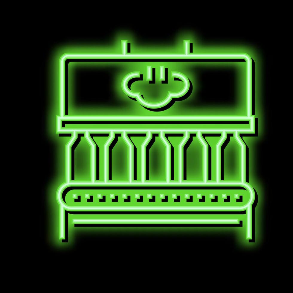 cooling glass bottle factory equipment neon glow icon illustration vector