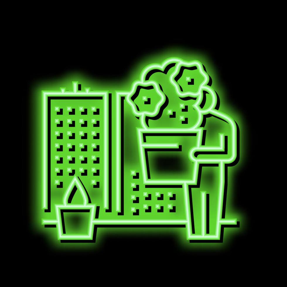 city gardening occupation neon glow icon illustration vector