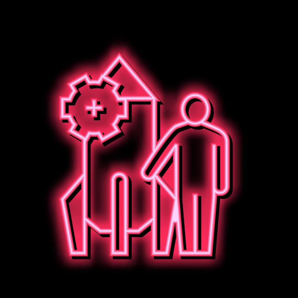 human and rocket fast work neon glow icon illustration vector