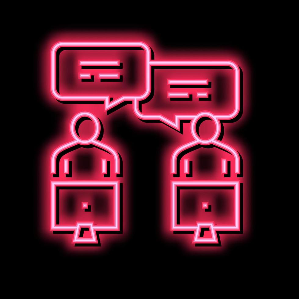 colleagues communication workspace neon glow icon illustration vector