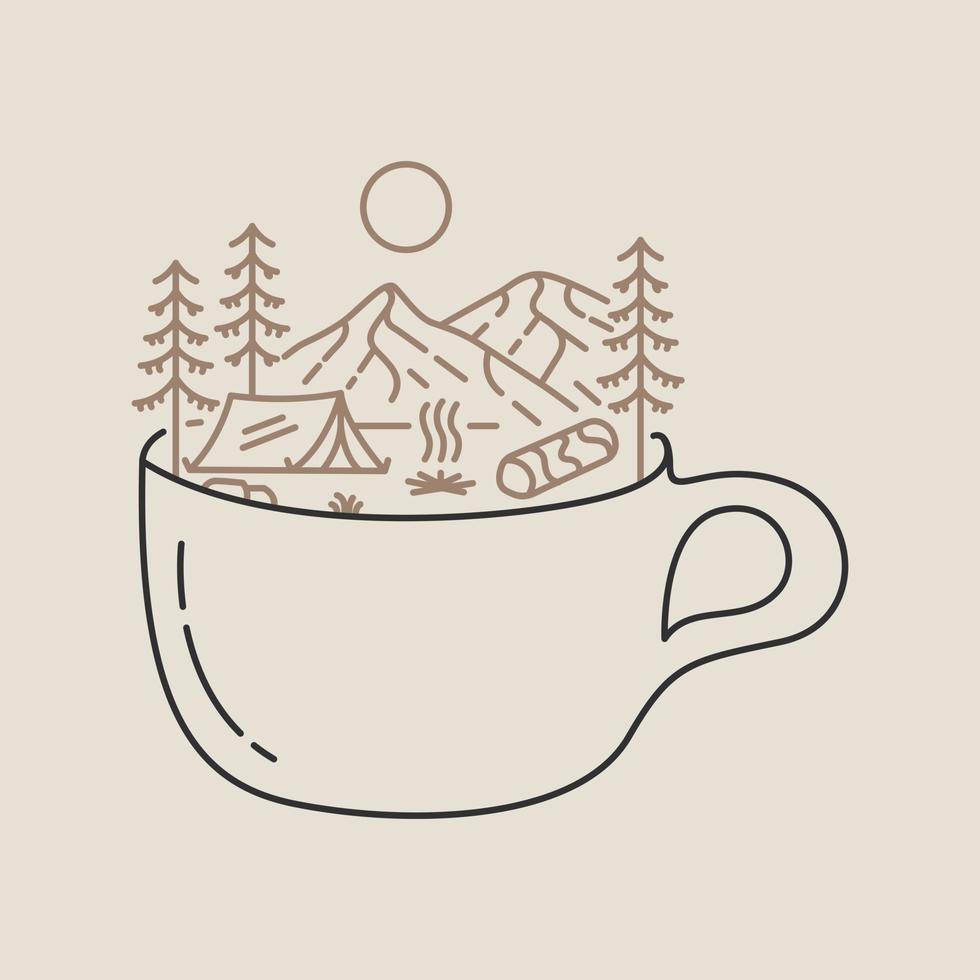 Camping with a Coffee by the Campfire vector