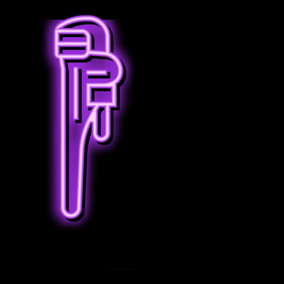 pipe wrench tool neon glow icon illustration vector