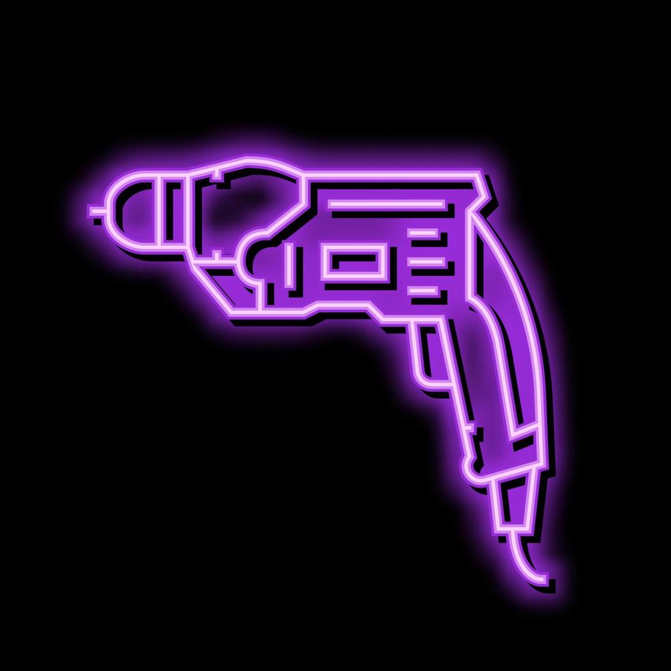 drill construction neon glow icon illustration vector