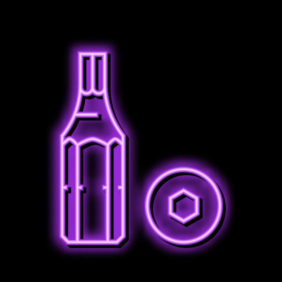 allen wrench screwdriver bit neon glow icon illustration vector