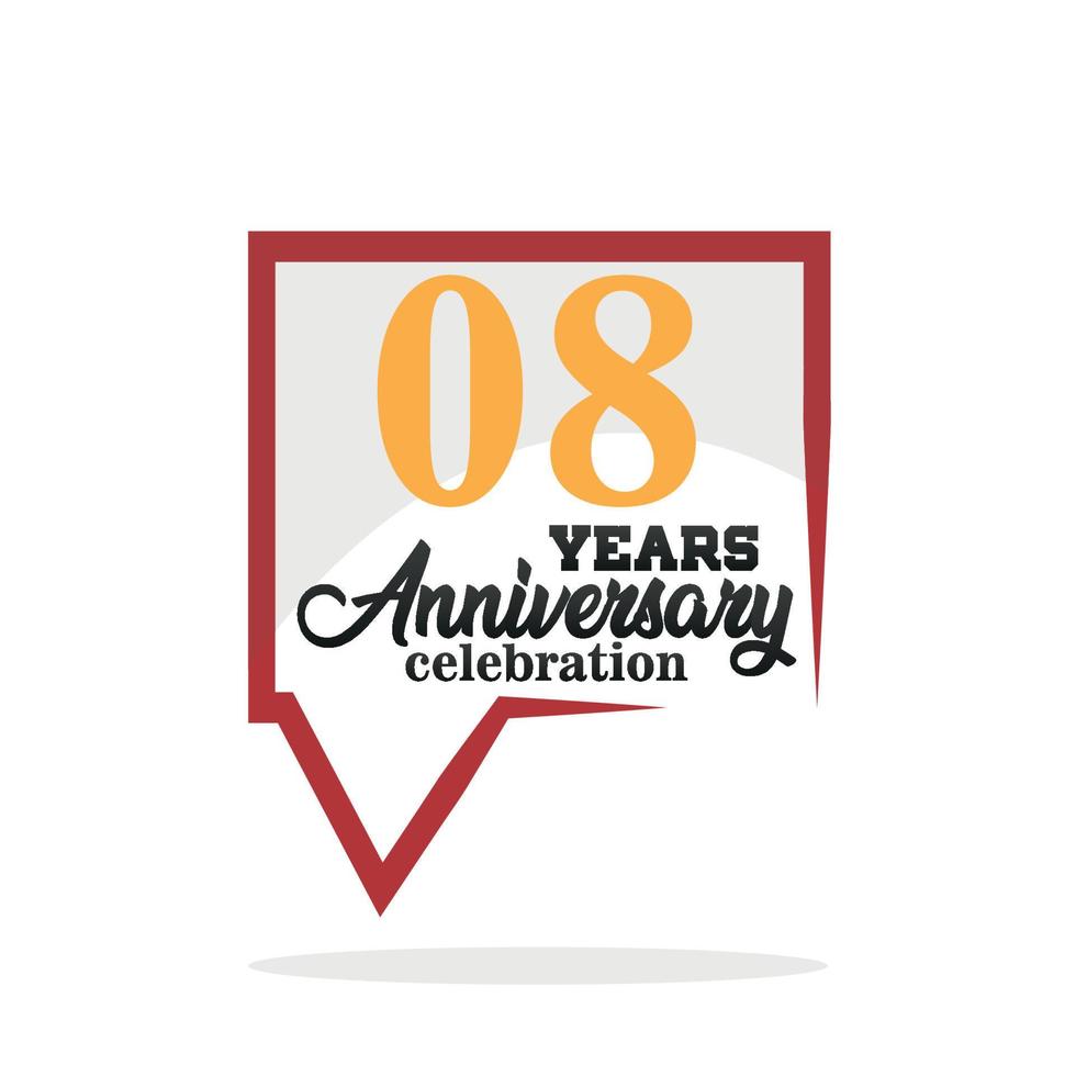 08 year anniversary celebration  Anniversary logo with speech bubble on white background vector design for celebration  invitation card and greeting card