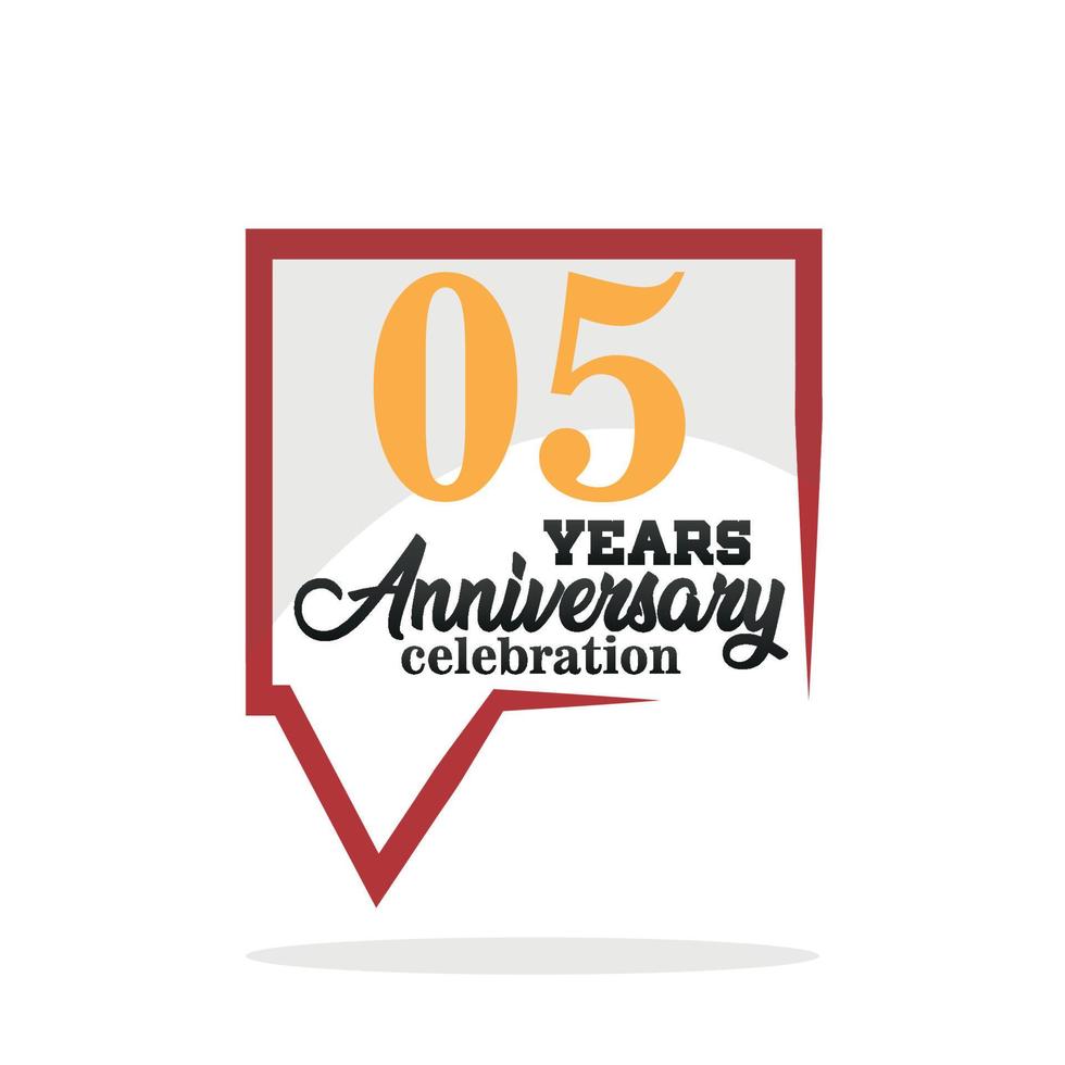 05 year anniversary celebration  Anniversary logo with speech bubble on white background vector design for celebration  invitation card and greeting card