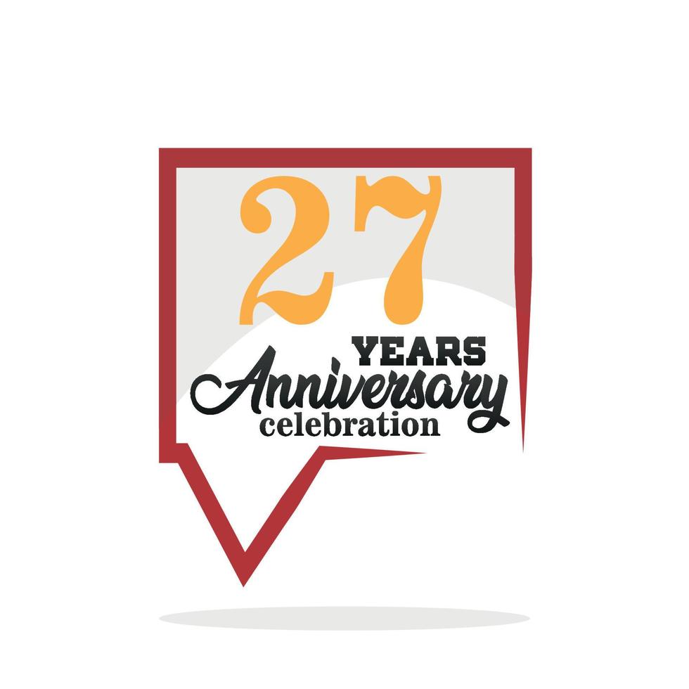 27 año aniversario celebracion aniversario logo con habla burbuja en blanco antecedentes vector diseño para celebracion invitación tarjeta y saludo tarjeta