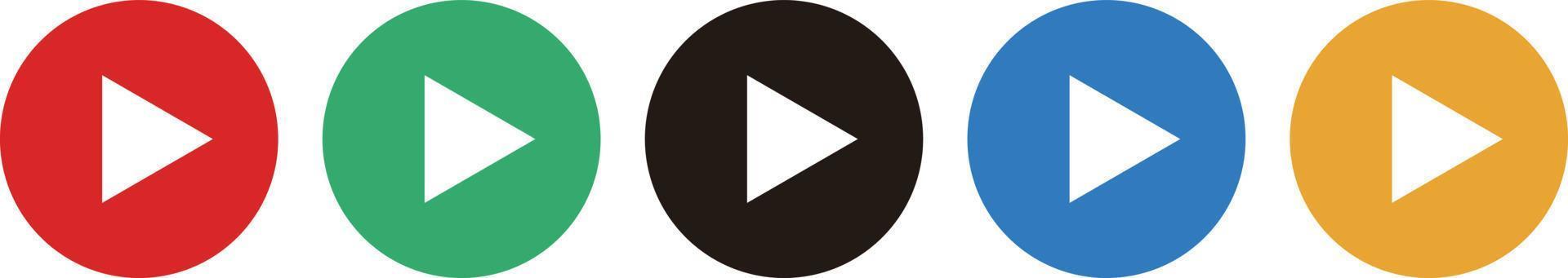 A set of colorful play button icons. Video playback and audio playback. vector