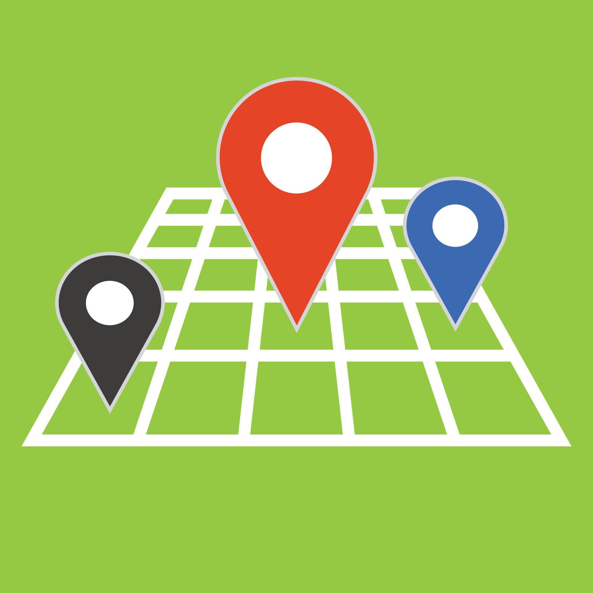 Map with a pins. 20589414 Vector Art at Vecteezy