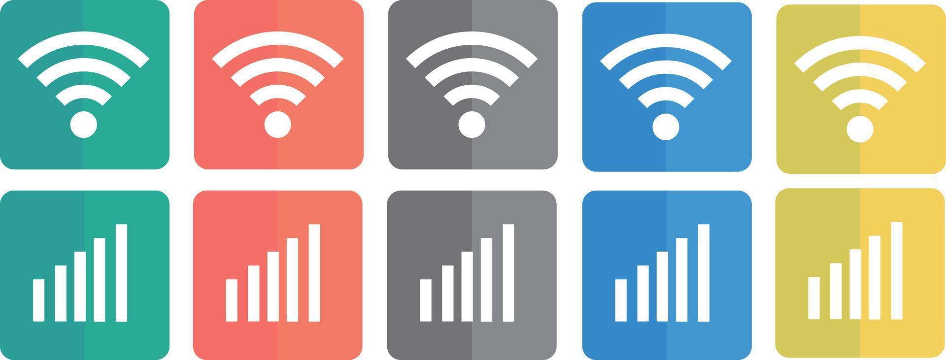 A set of wifi icons and a set of connection icons. vector