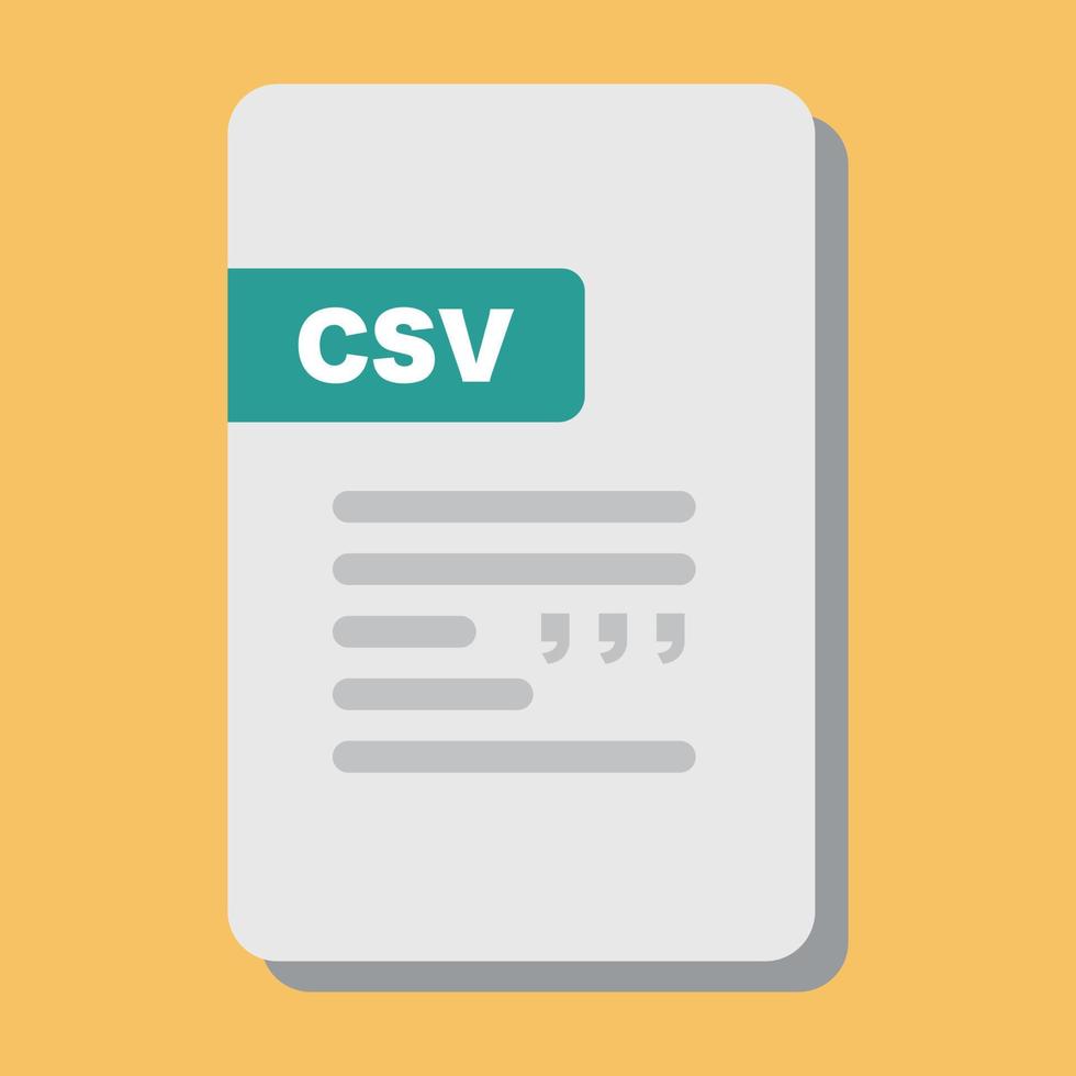 csv archivo con un amarillo antecedentes. plano vector icono.