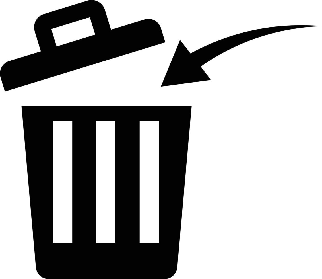 Arrow icon to throw trash and trash. Flat vector. vector