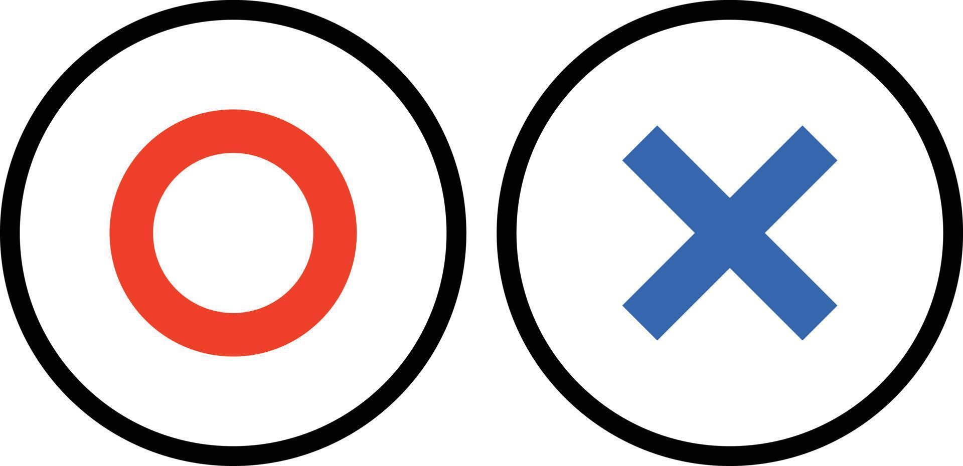 Circle and cross mark icons. Simple vector illustration to represent right or wrong answer, success or failure.