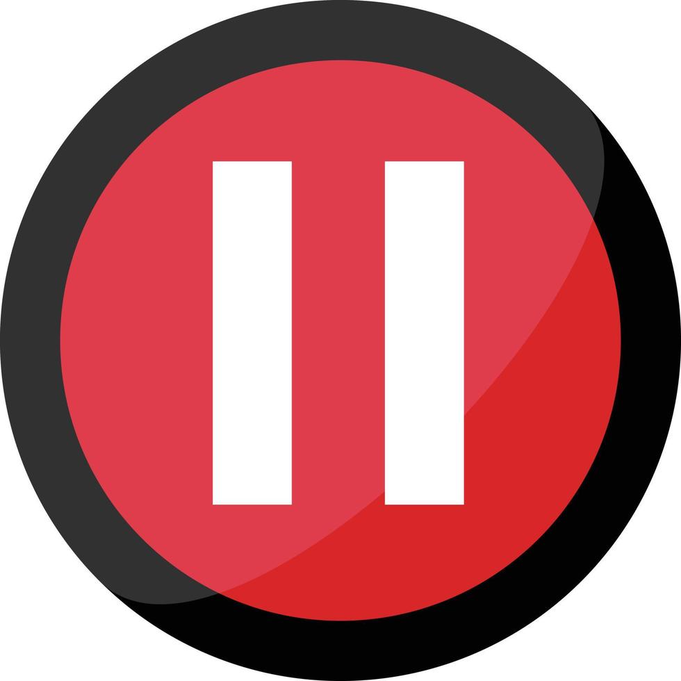 Paused button. Red simple vector. vector