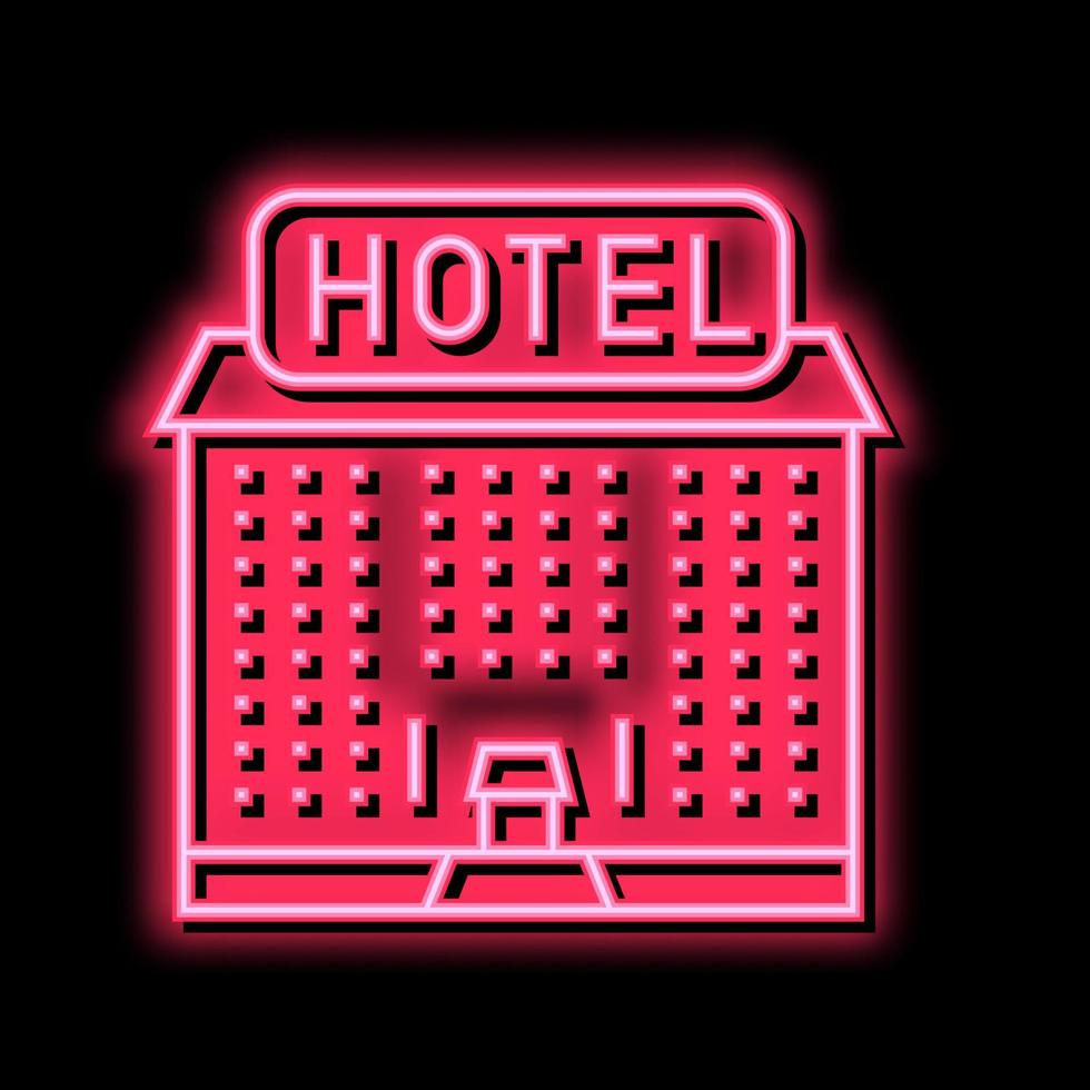 hotel building neon glow icon illustration vector