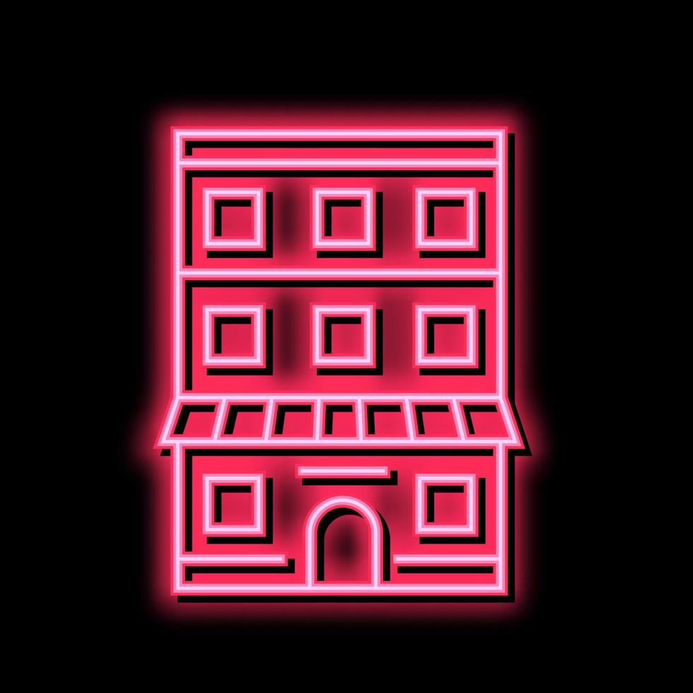 house with apartment building neon glow icon illustration vector