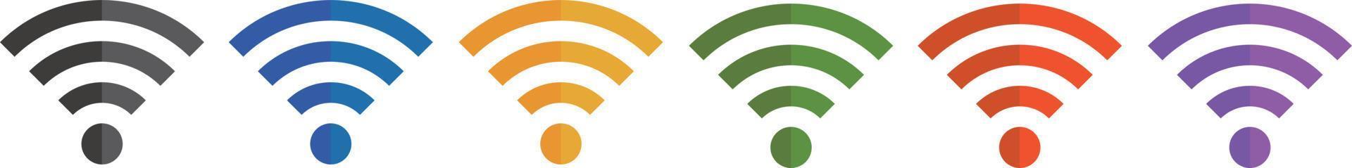 Wi-Fi icons in a variety of colors. Six different vector images.