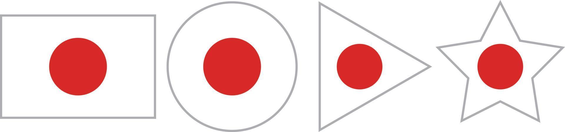Various japan flag icons set. Simple vector icons.