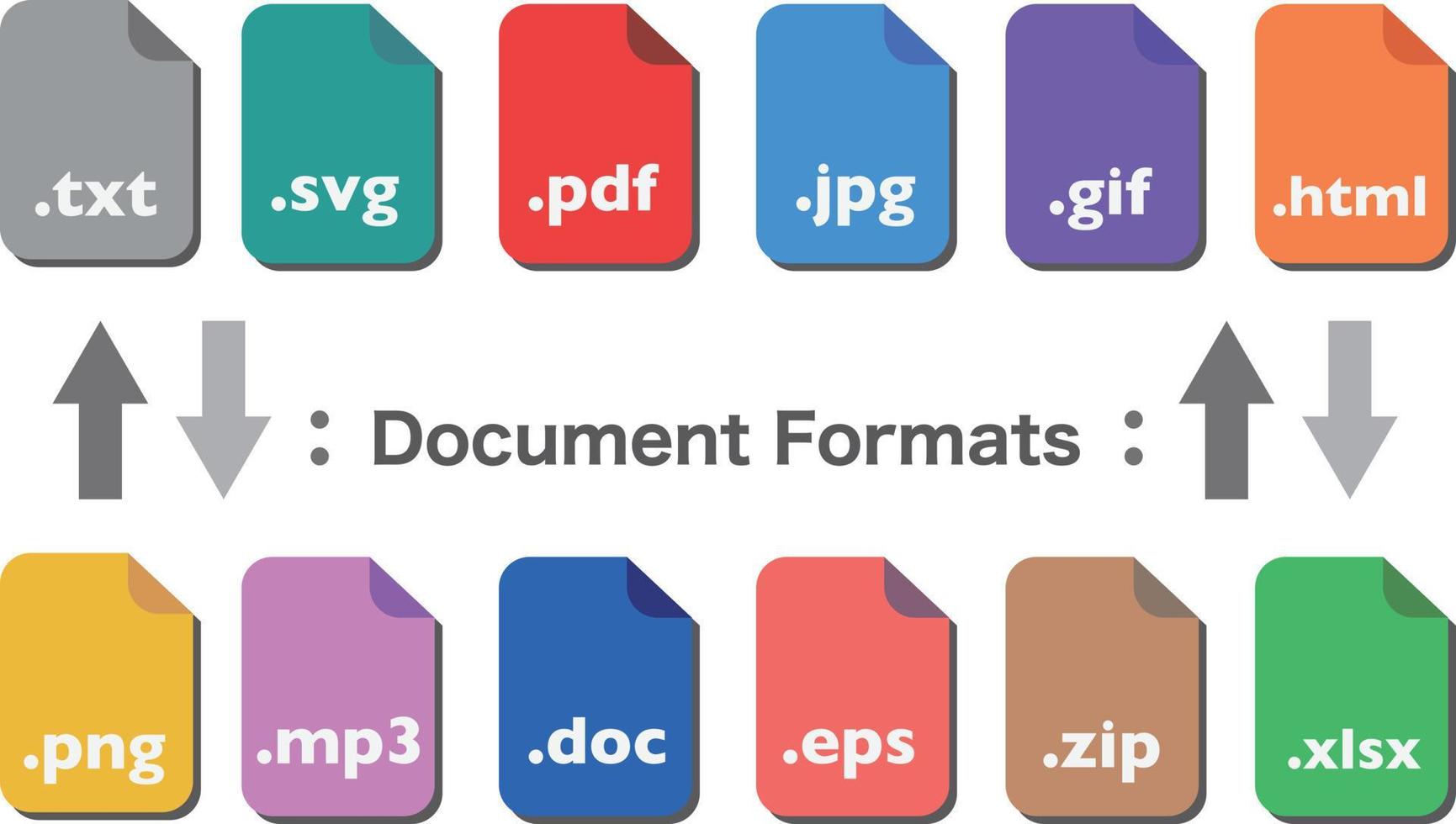 conjunto de documento archivo formatos iconos vector