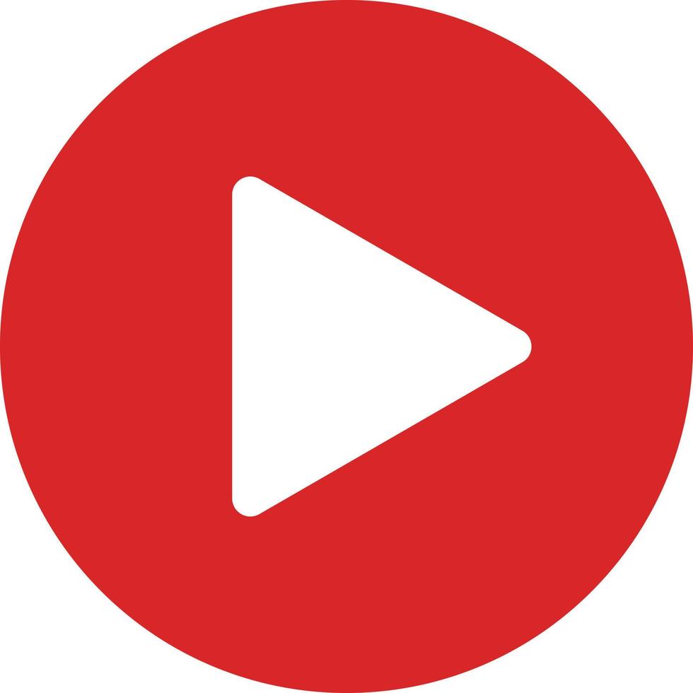 Play button icon in red. Simple vector image.