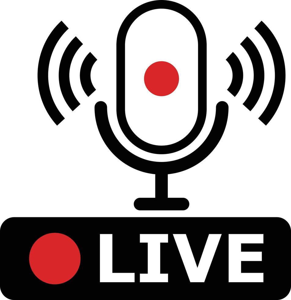 Live delivery of podcast. Microphone vector icon.