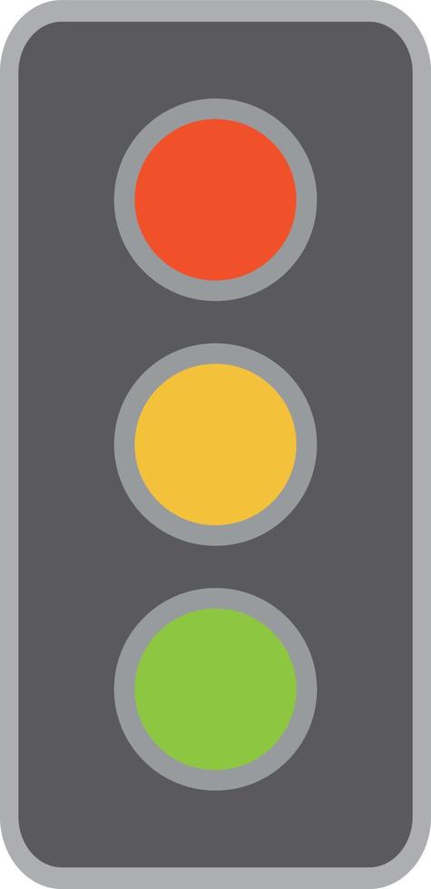 Simple black traffic light. vector. Red, yellow and green light lights up. vector